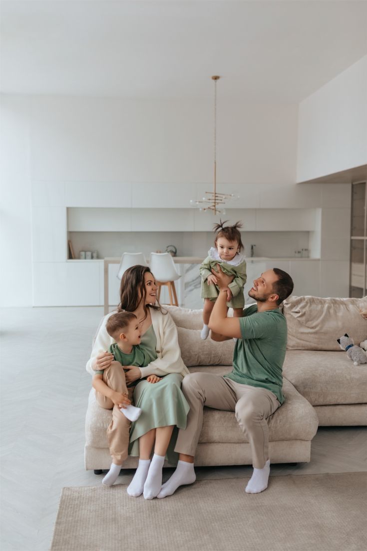 A family enjoying time together at home