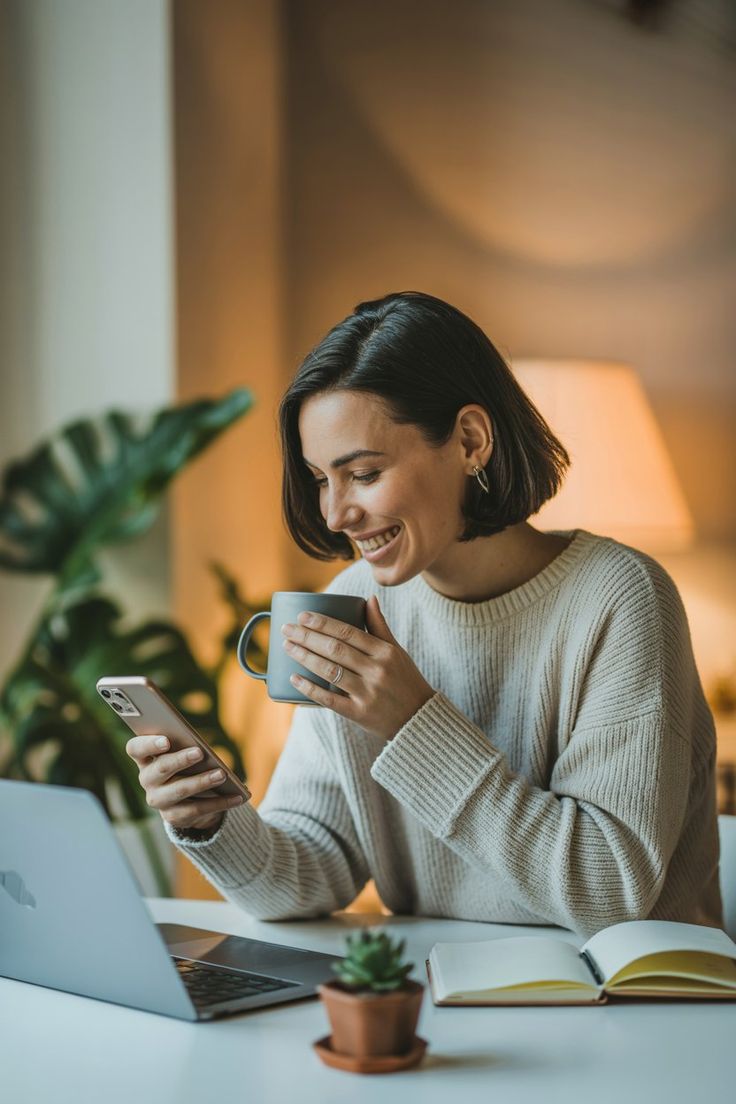 An owner checking her property updates on her phone